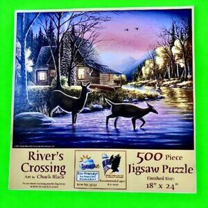 SunsOut Puzzle RIVER'S CROSSING Deer 500 pieces